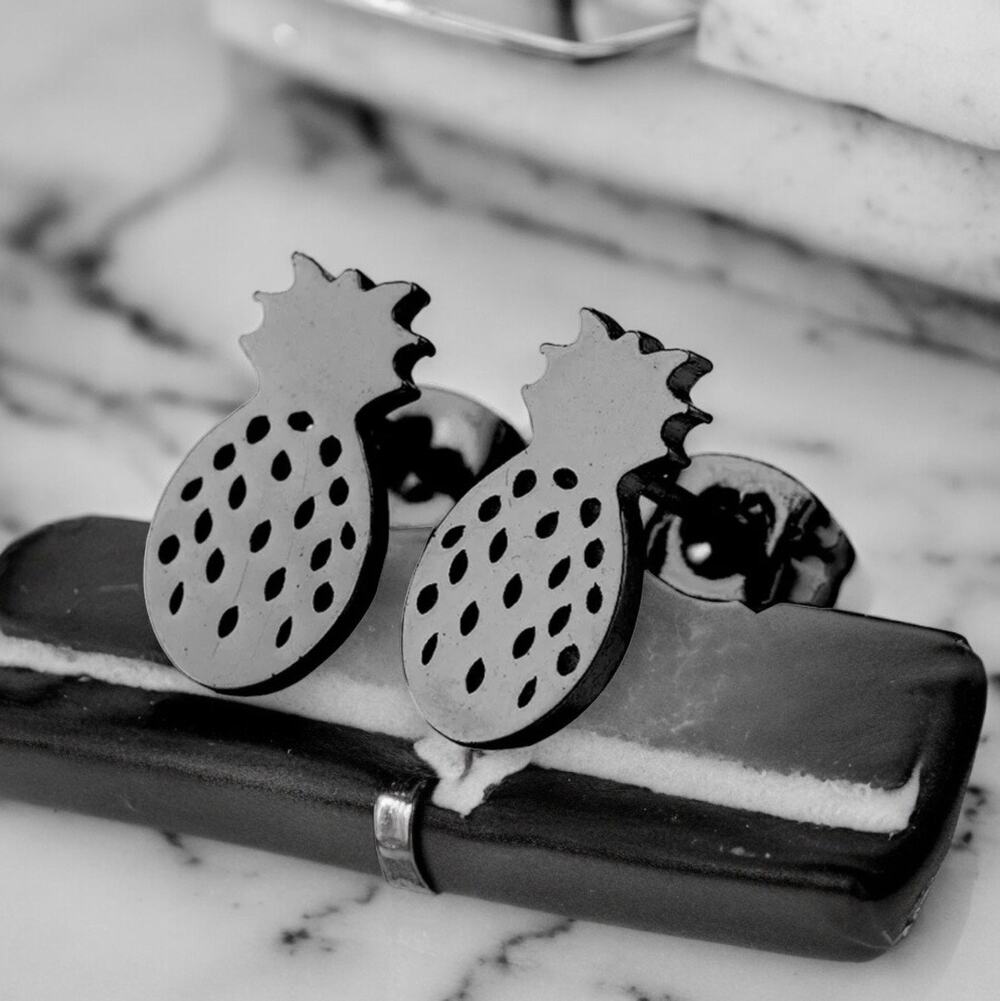 NEW black fruit pineapple stud earrings jewelry B5A